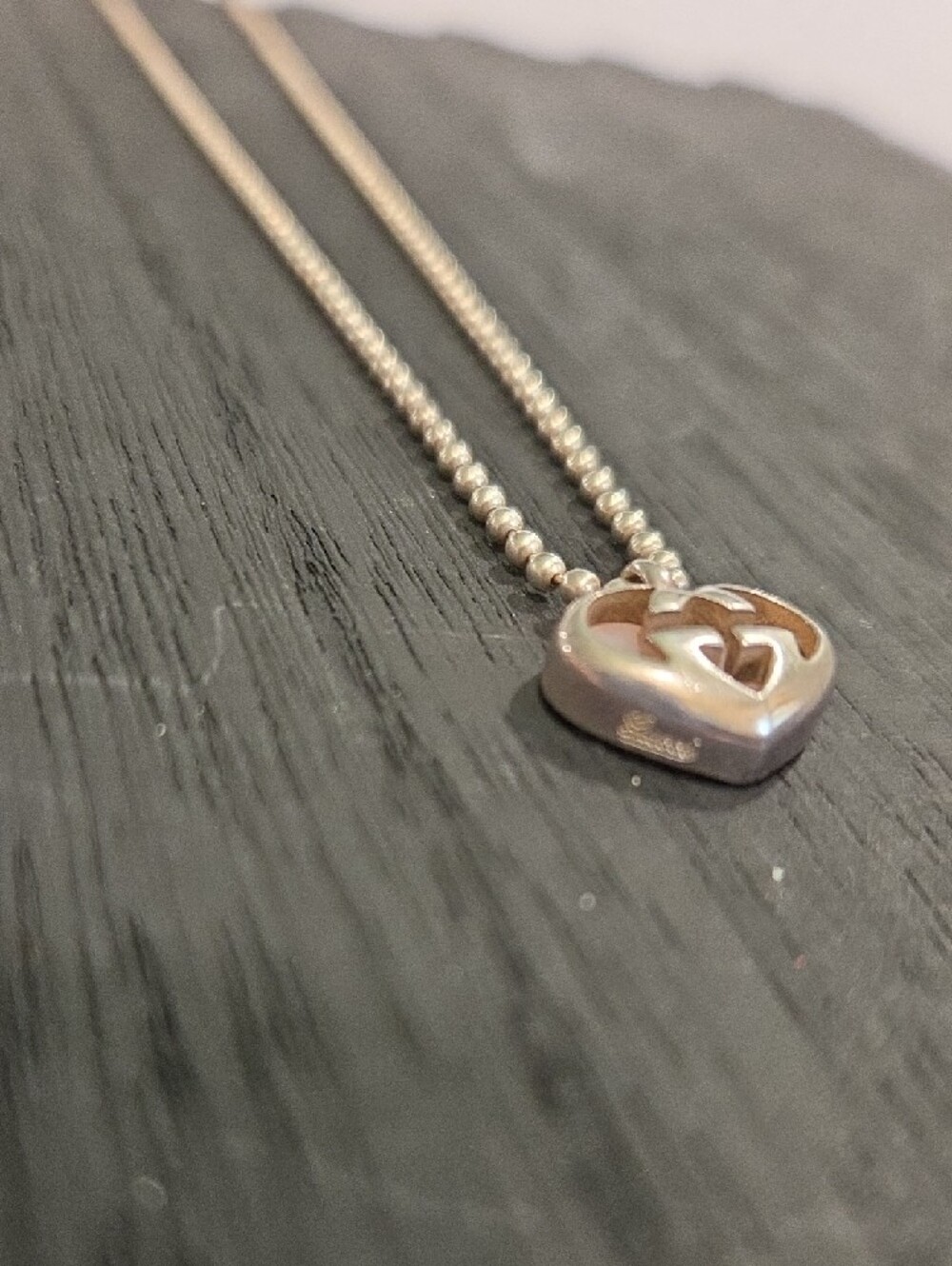 Gucci 9.25 Heart Pendant Necklace in Silver W/Pink 14.5" - Picture 3 of 9